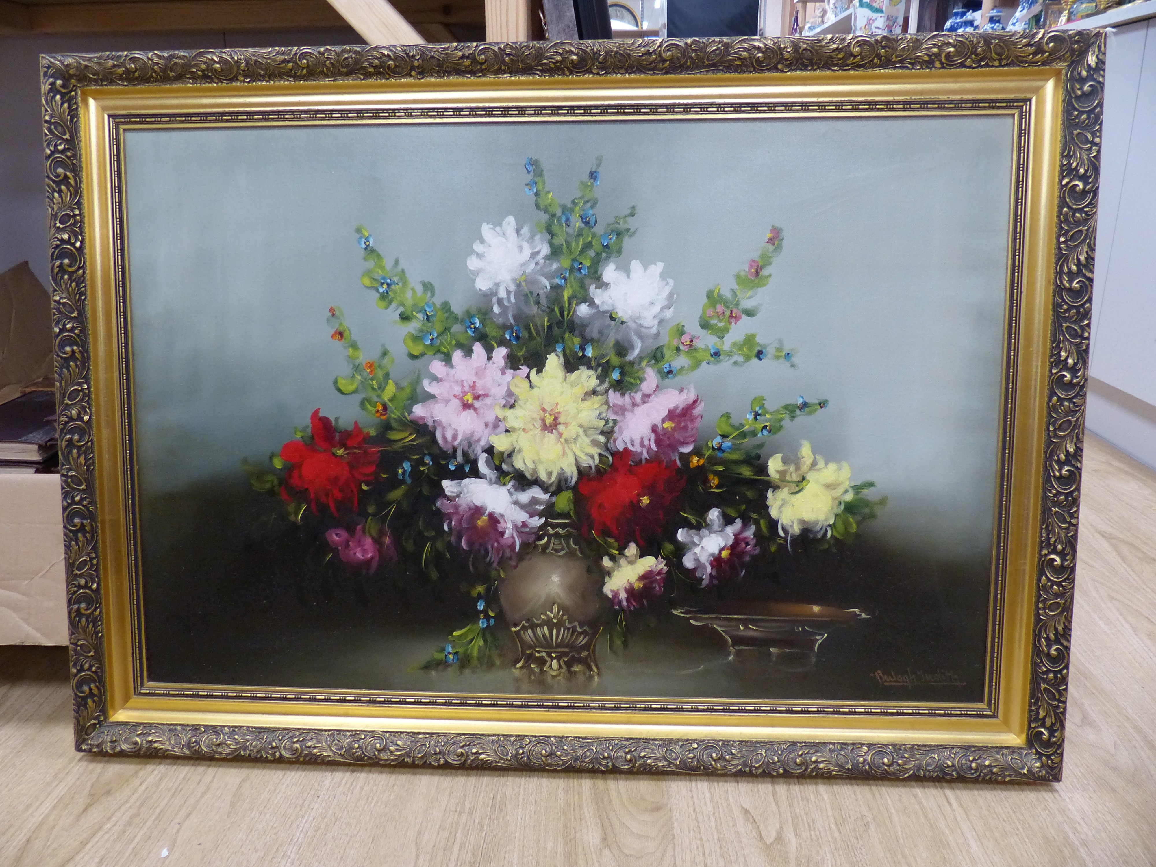 Bulogh Judith?, oil on canvas, Still life of a vase of flowers, signed, 90 x 60cm